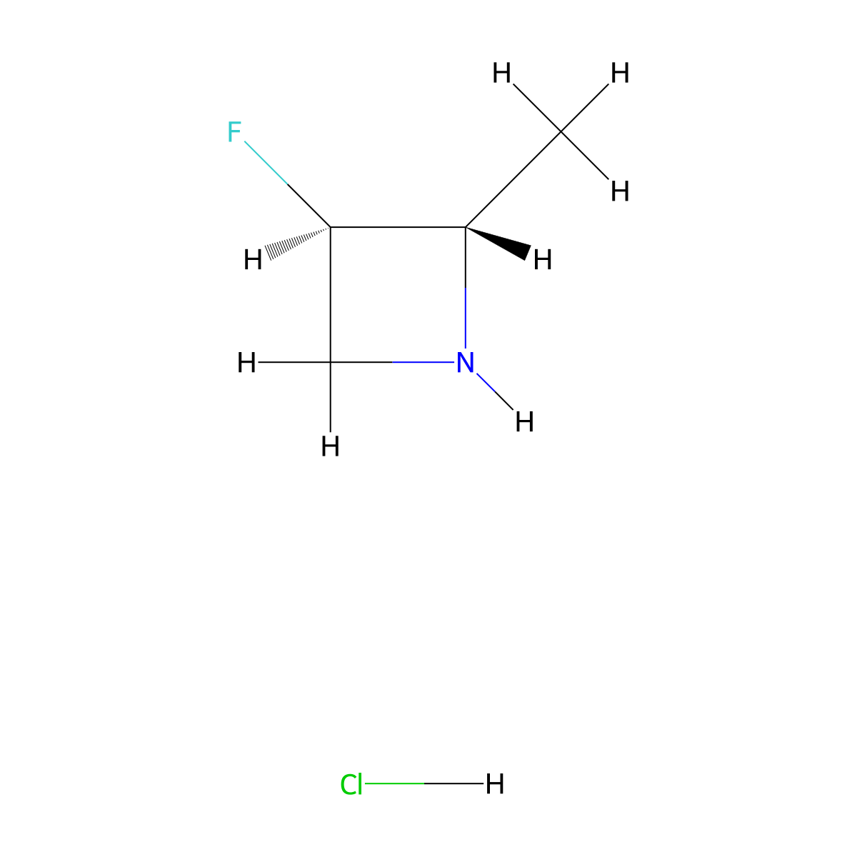 (2S,3R)-3-fluoro-2-methylazetidine hydrochloride molecular structure, CAS 2231664-15-4