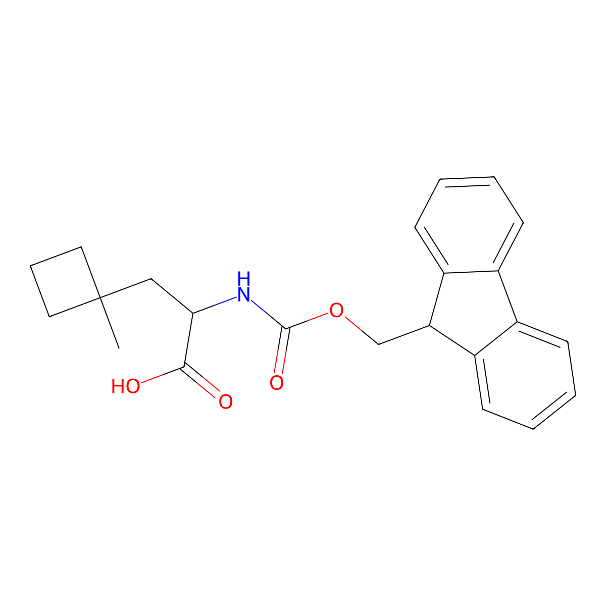 (2R)-2-(9H-fluoren-9-ylmethoxycarbonylamino)-3-(1-methylcyclobutyl)propanoic acid molecular structure, CAS 2231664-19-8