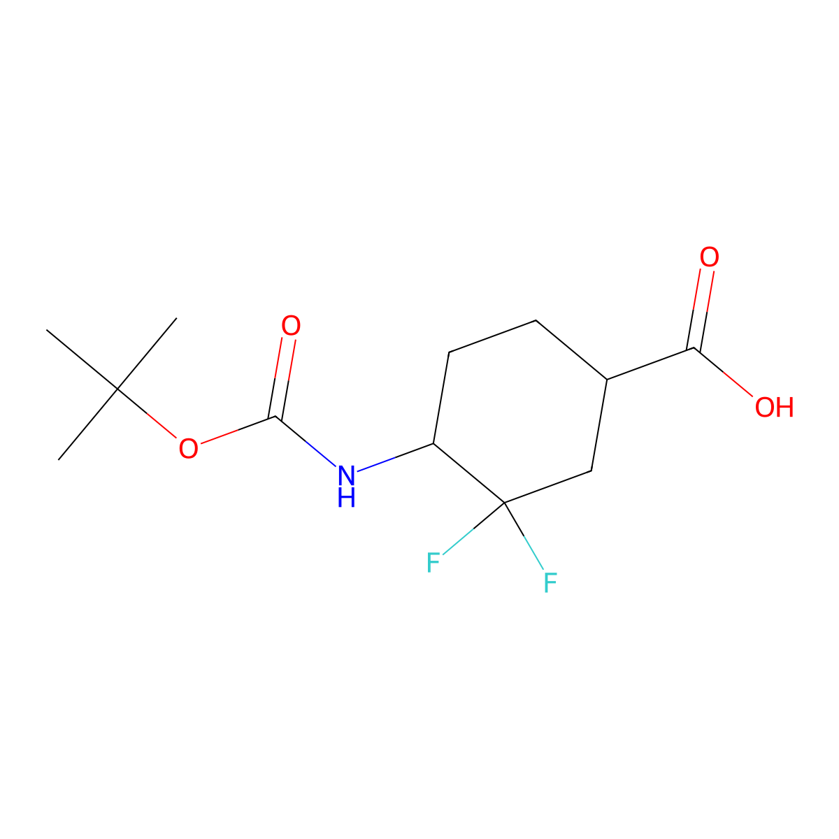 trans-4-((Tert-butoxycarbonyl)amino)-3,3-difluorocyclohexane-1-carboxylic acid molecular structure, CAS 2231664-20-1