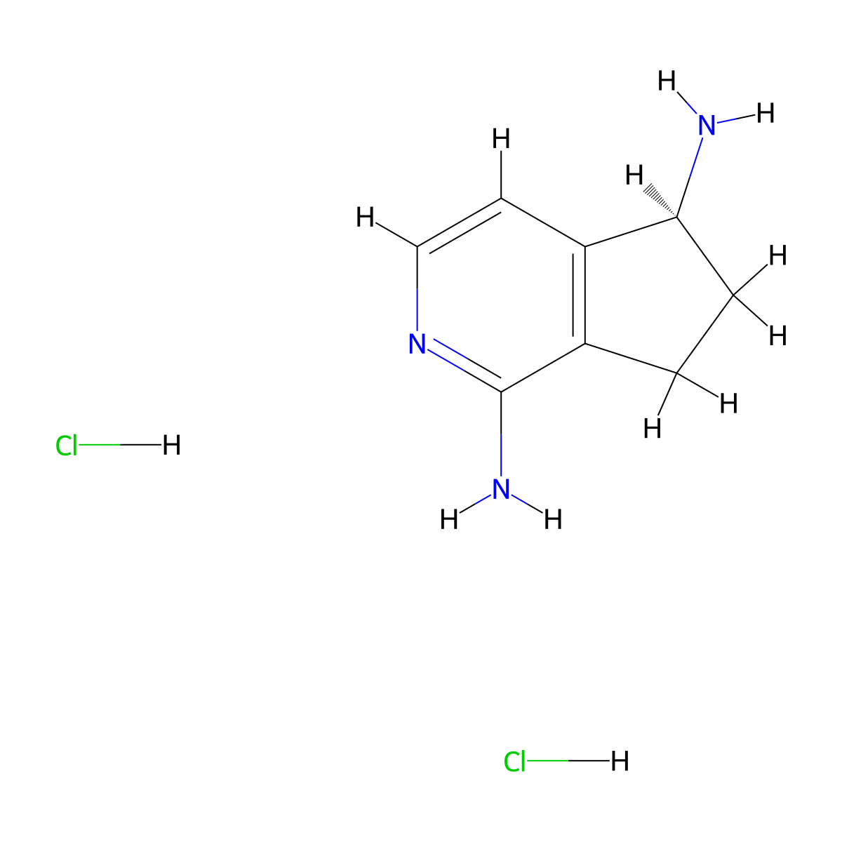 (5S)-6,7-dihydro-5H-cyclopenta[c]pyridine-1,5-diamine dihydrochloride molecular structure, CAS 2231664-72-3