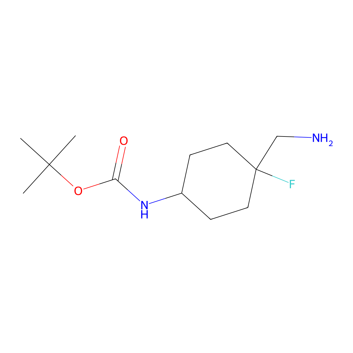 tert-butyl N-[4-(aminomethyl)-4-fluorocyclohexyl]carbamate molecular structure, CAS 2231665-19-1