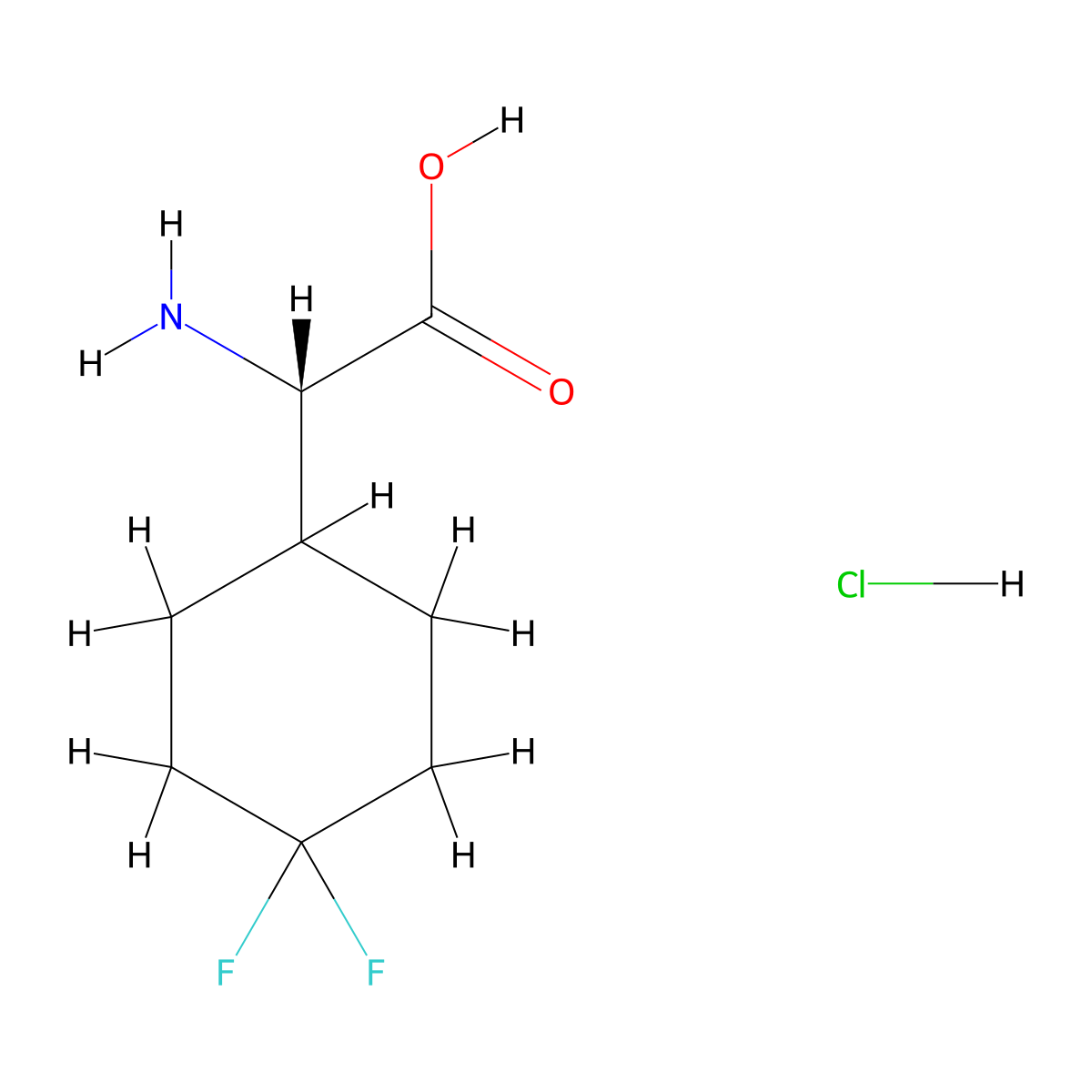 (2S)-2-amino-2-(4,4-difluorocyclohexyl)acetic acid;hydrochloride molecular structure, CAS 2231665-41-9