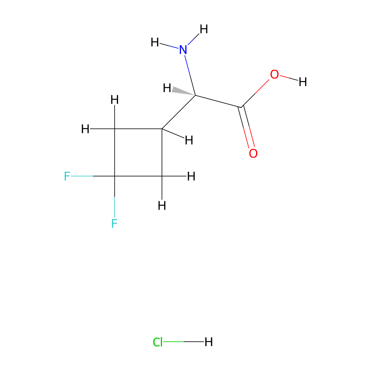 (2R)-2-amino-2-(3,3-difluorocyclobutyl)acetic acid hydrochloride molecular structure, CAS 2231665-48-6