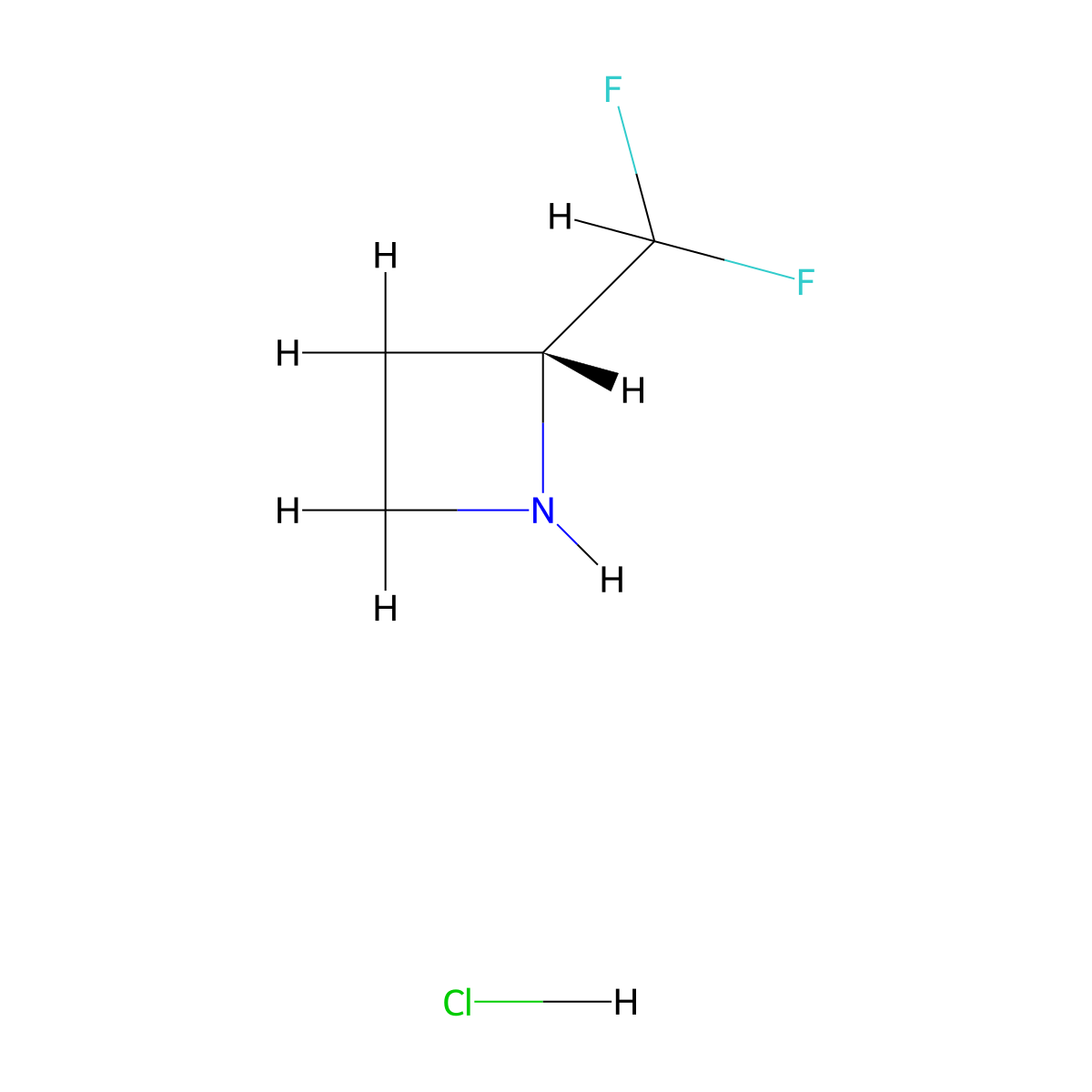 (2R)-2-(difluoromethyl)azetidine hydrochloride molecular structure, CAS 2231665-58-8