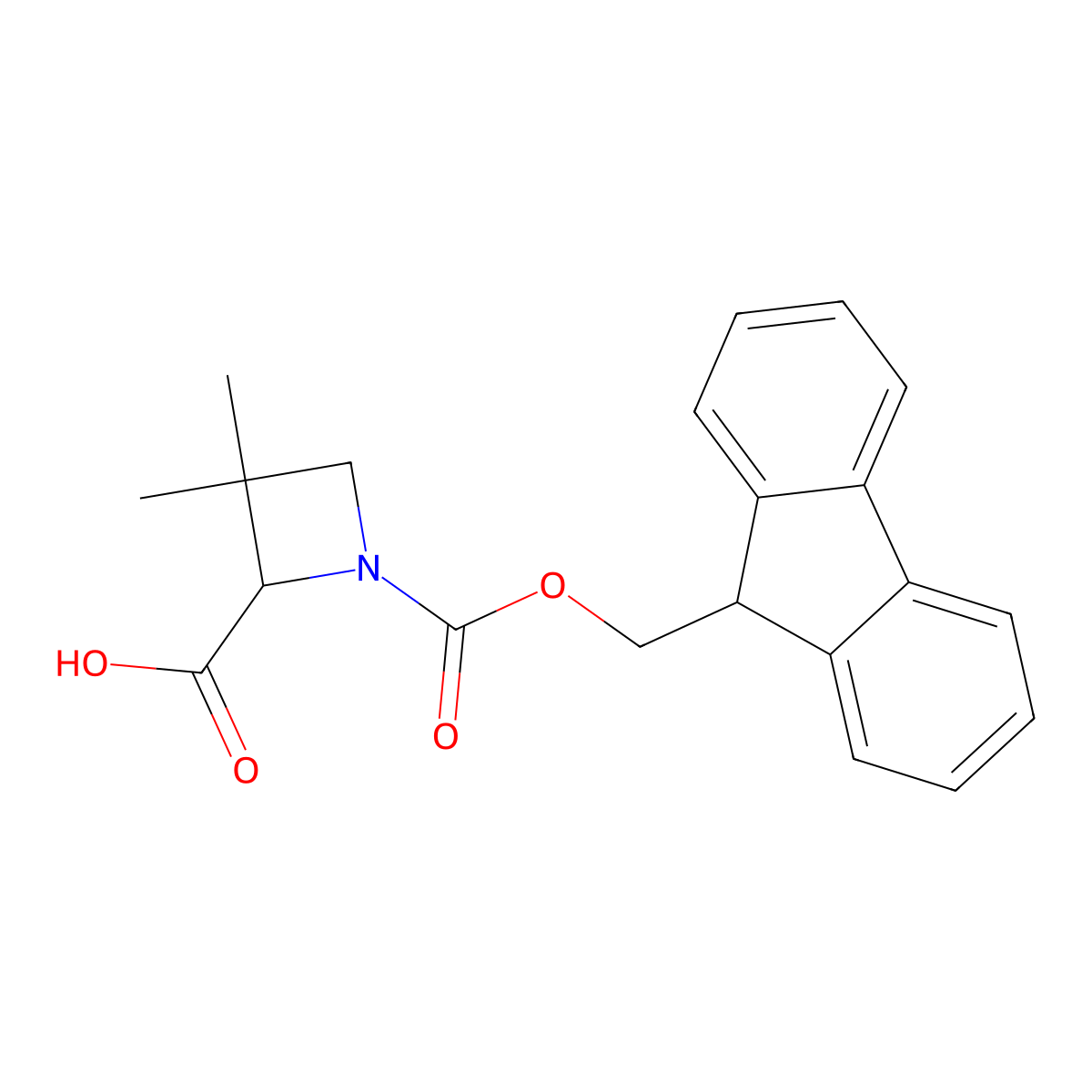 (2S)-1-(9H-Fluoren-9-ylmethoxycarbonyl)-3,3-dimethyl-azetidine-2-carboxylic acid molecular structure, CAS 2231665-66-8