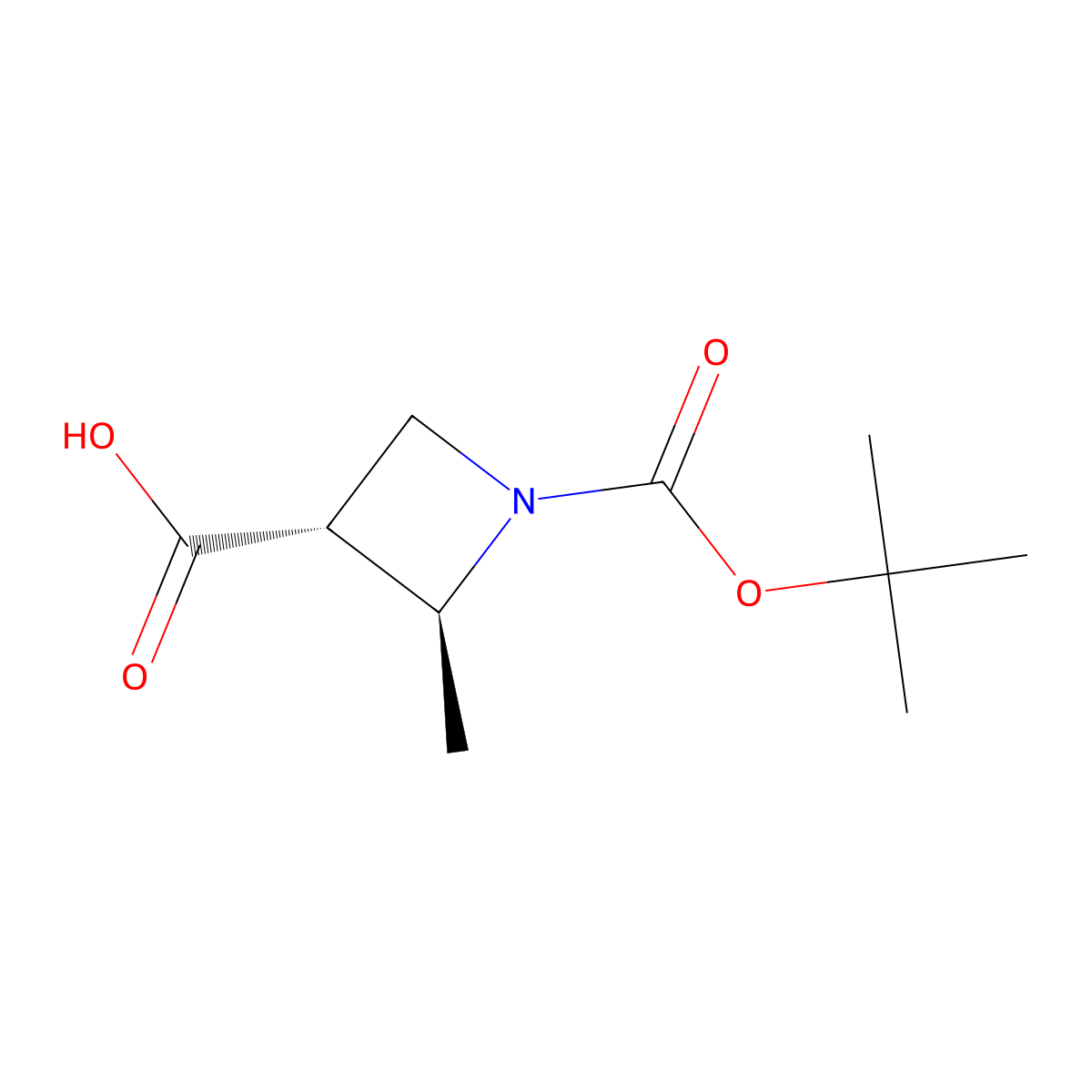 (2S,3R)-1-tert-butoxycarbonyl-2-methyl-azetidine-3-carboxylic acid molecular structure, CAS 2231666-00-3