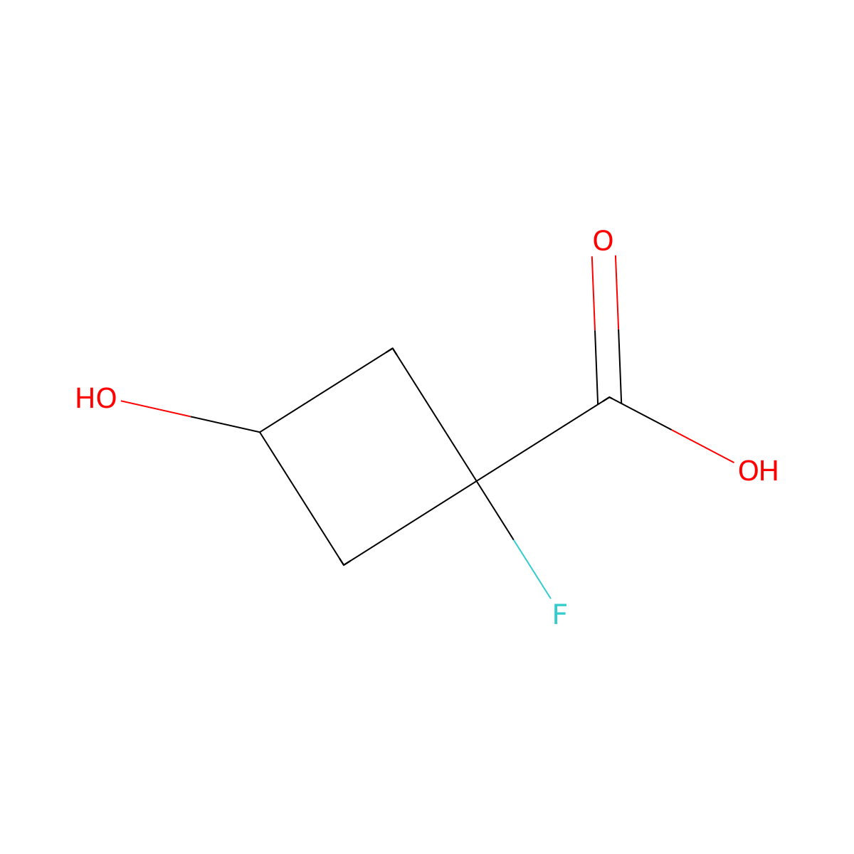cis-1-Fluoro-3-hydroxycyclobutane-1-carboxylic acid molecular structure, CAS 2231666-16-1