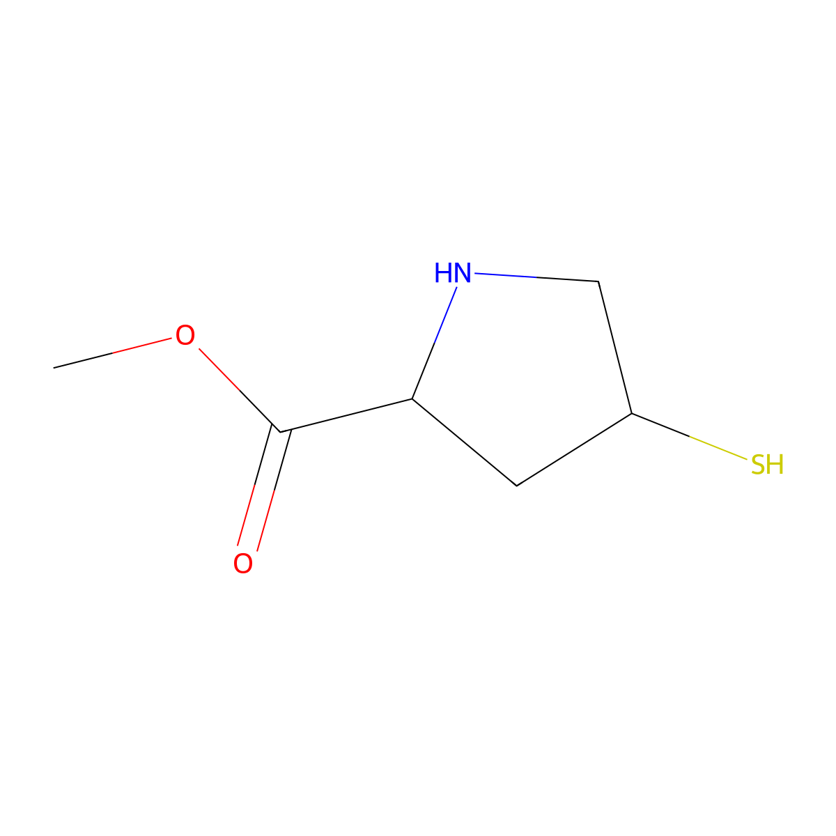 Methyl (2S,4R)-4-mercaptopyrrolidine-2-carboxylate molecular structure, CAS 2231666-32-1
