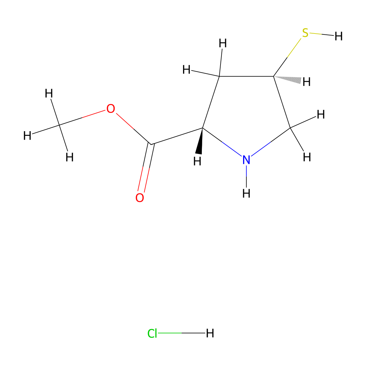 methyl (2S,4R)-4-sulfanylpyrrolidine-2-carboxylate;hydrochloride molecular structure, CAS 2231666-33-2