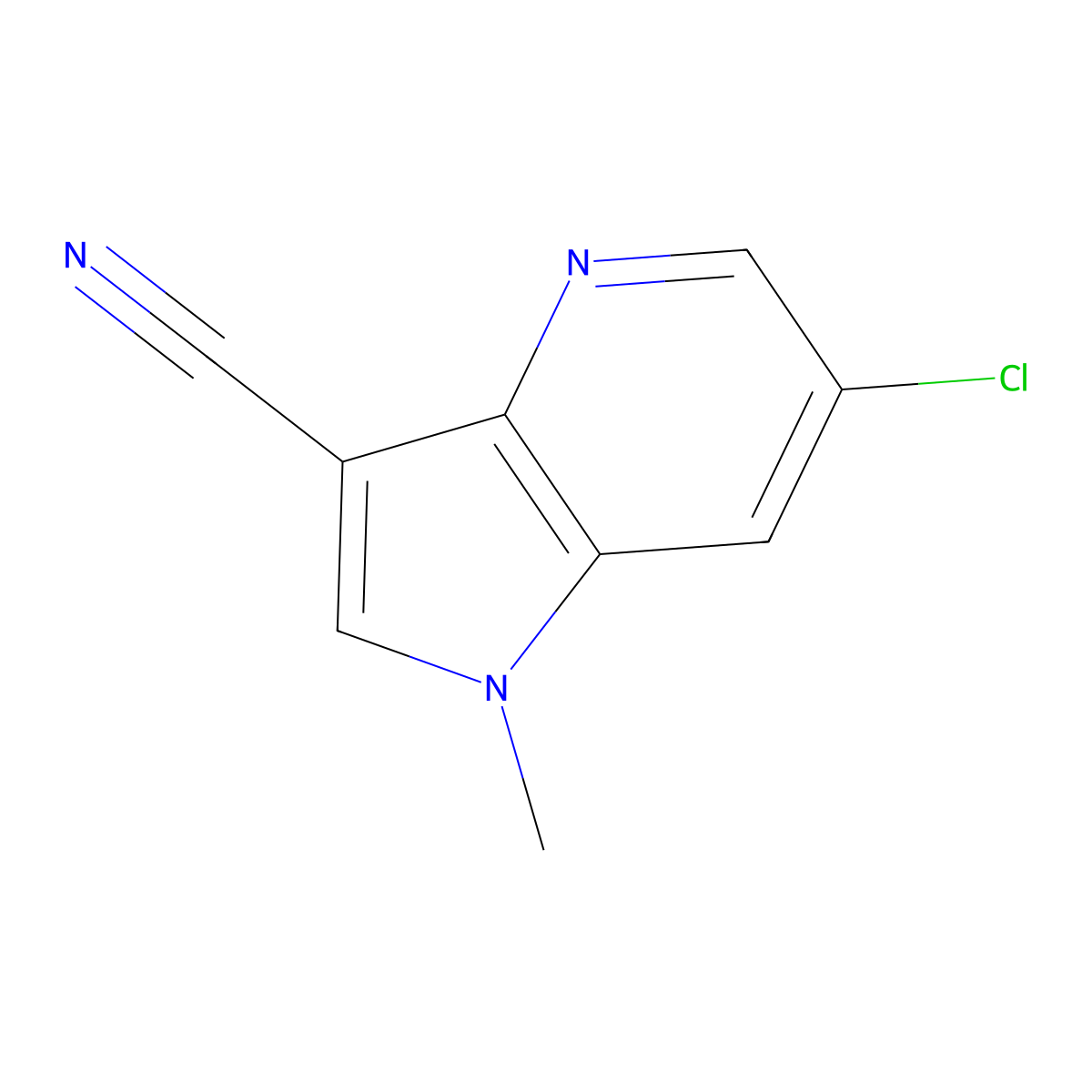 6-chloro-1-methyl-1H-pyrrolo[3,2-b]pyridine-3-carbonitrile molecular structure, CAS 2231672-81-2