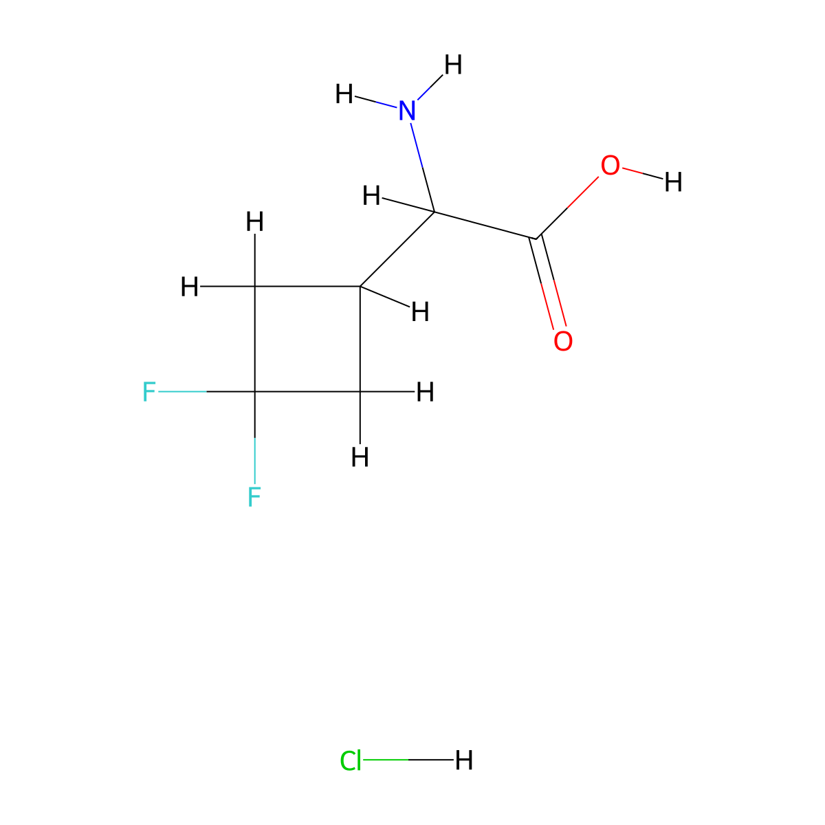 2-Amino-2-(3,3-difluorocyclobutyl)acetic acid hydrochloride molecular structure, CAS 2231672-83-4