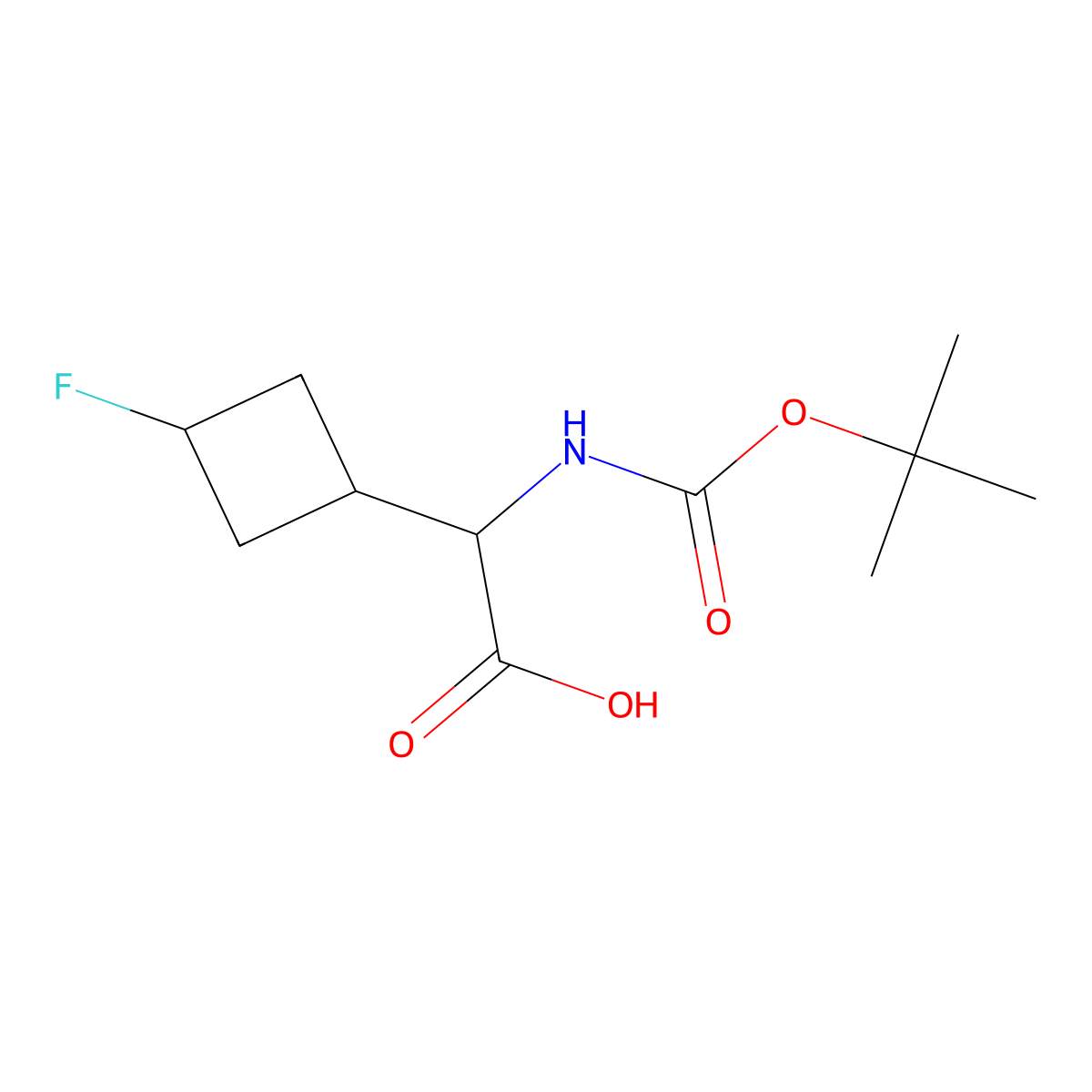 2-((tert-Butoxycarbonyl)amino)-2-(3-fluorocyclobutyl)acetic acid molecular structure, CAS 2231673-02-0