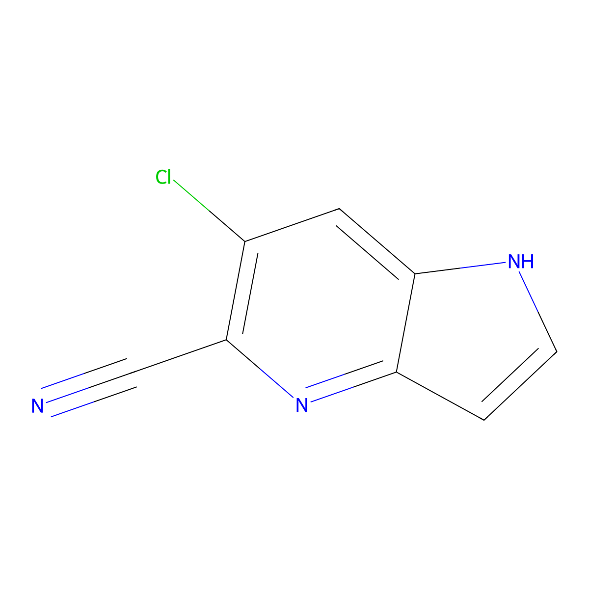 6-chloro-1H-pyrrolo[3,2-b]pyridine-5-carbonitrile molecular structure, CAS 2231673-27-9