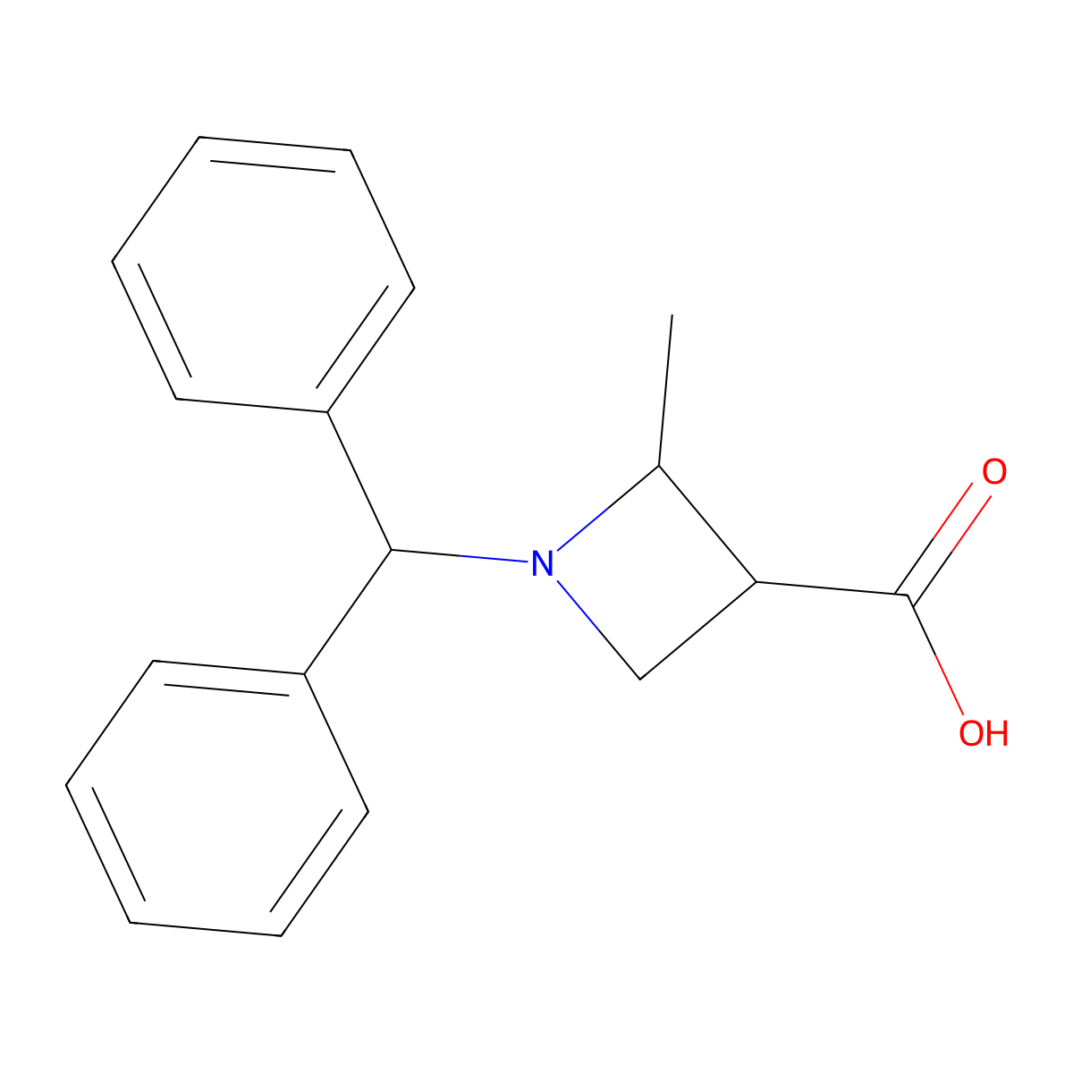 1-Benzhydryl-2-methyl-azetidine-3-carboxylic acid molecular structure, CAS 2231673-50-8