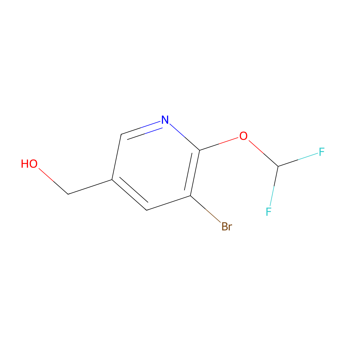 (5-Bromo-6-(difluoromethoxy)pyridin-3-yl)methanol molecular structure, CAS 2231673-76-8