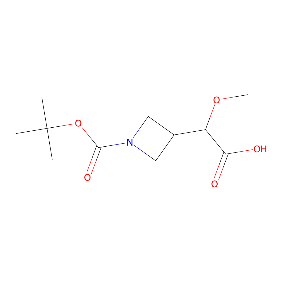 2-(1-((Tert-butoxy)carbonyl)azetidin-3-yl)-2-methoxyacetic acid molecular structure, CAS 2231673-77-9