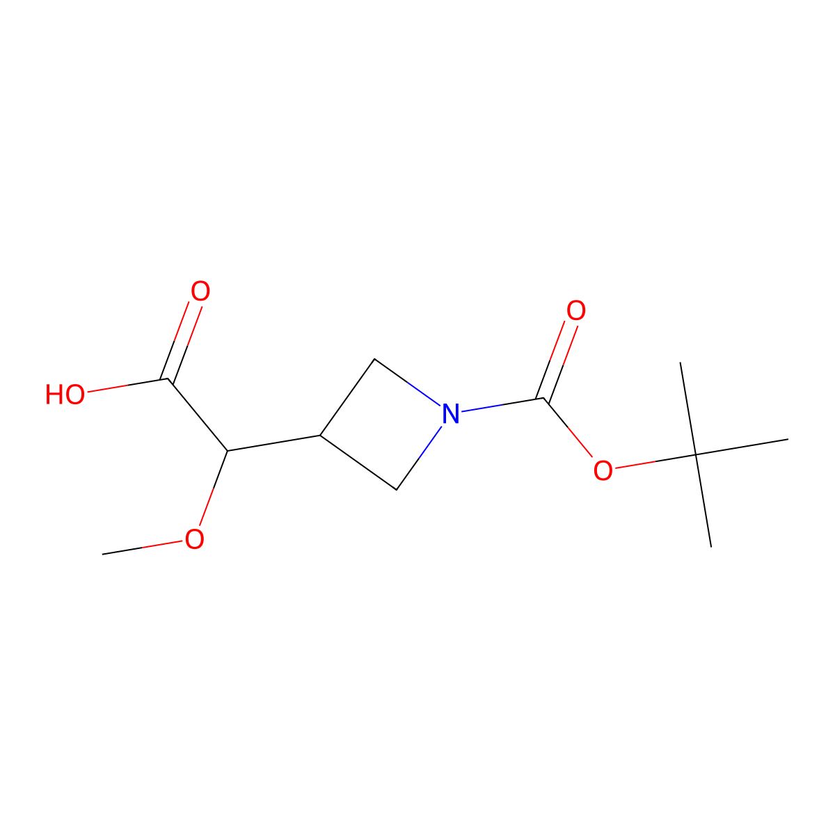 2-(1-((Tert-butoxy)carbonyl)azetidin-3-yl)-2-methoxyacetic acid molecular structure, CAS 2231673-77-9