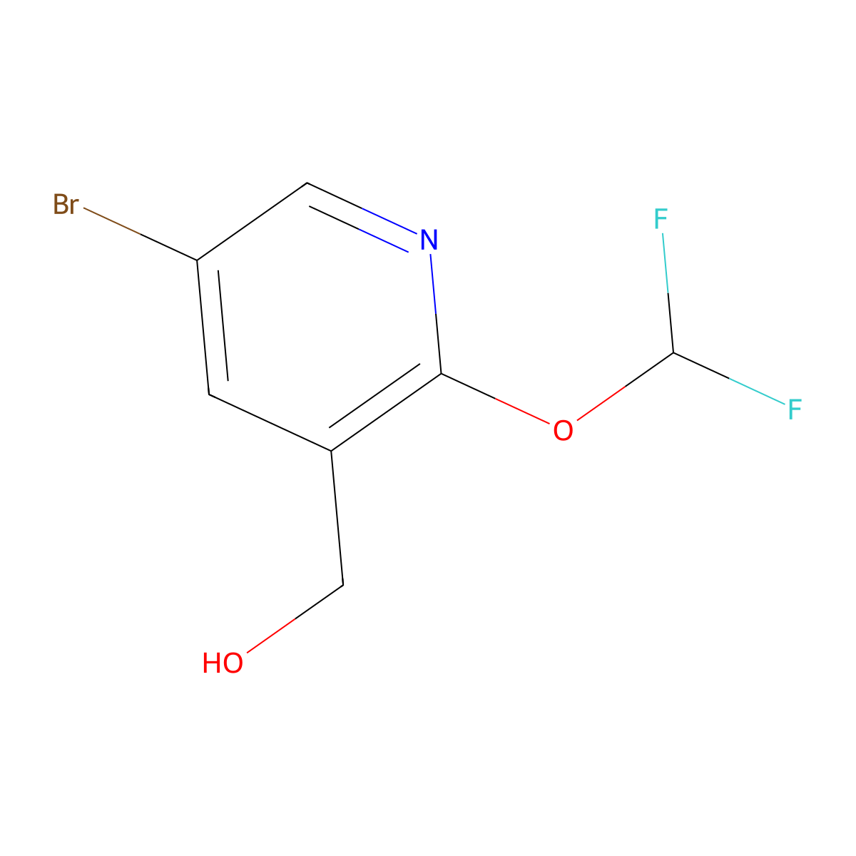 (5-Bromo-2-(difluoromethoxy)pyridin-3-yl)methanol molecular structure, CAS 2231673-99-5