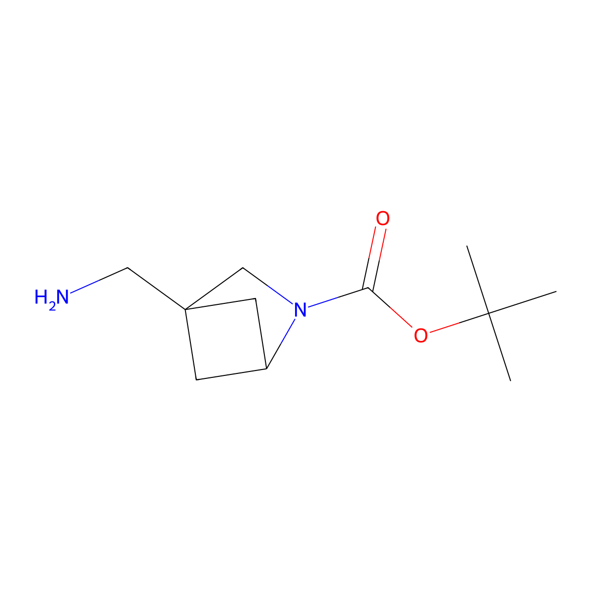 Tert-butyl 4-(aminomethyl)-2-azabicyclo(2.1.1)hexane-2-carboxylate molecular structure, CAS 2231674-29-4