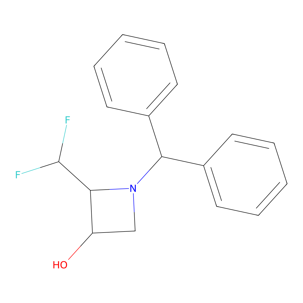 1-Benzhydryl-2-(difluoromethyl)azetidin-3-ol molecular structure, CAS 2231674-31-8