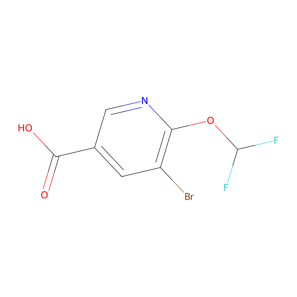 5-Bromo-6-(difluoromethoxy)nicotinic acid molecular structure, CAS 2231674-35-2