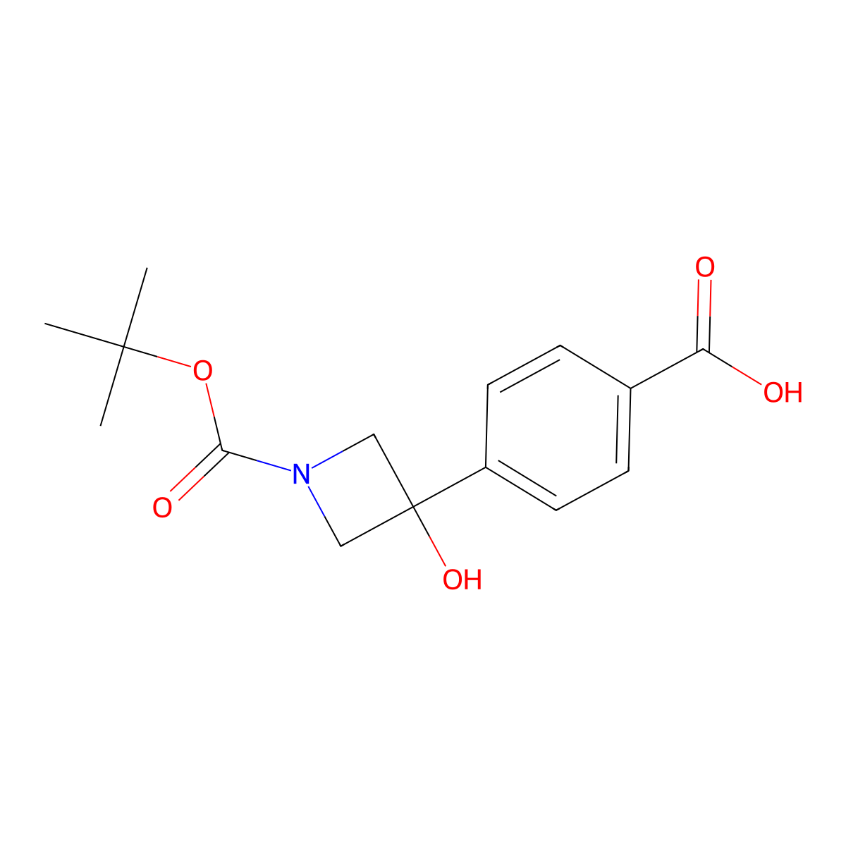 4-(1-(Tert-butoxycarbonyl)-3-hydroxyazetidin-3-yl)benzoic acid molecular structure, CAS 2231674-42-1