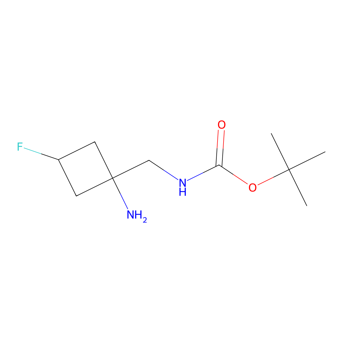 tert-butyl N-[(1-amino-3-fluorocyclobutyl)methyl]carbamate molecular structure, CAS 2231674-43-2