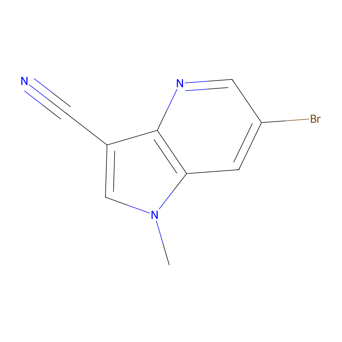 6-bromo-1-methyl-1H-pyrrolo[3,2-b]pyridine-3-carbonitrile molecular structure, CAS 2231674-51-2