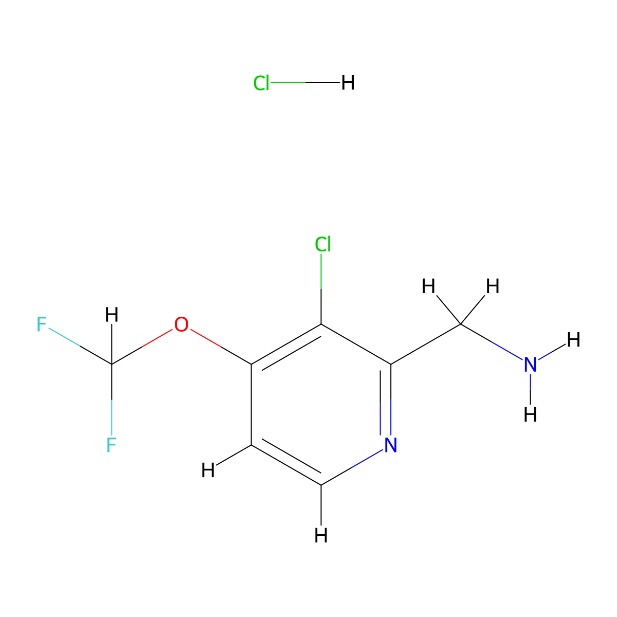 (3-Chloro-4-(difluoromethoxy)pyridin-2-yl)methanamine hydrochloride molecular structure, CAS 2231674-65-8