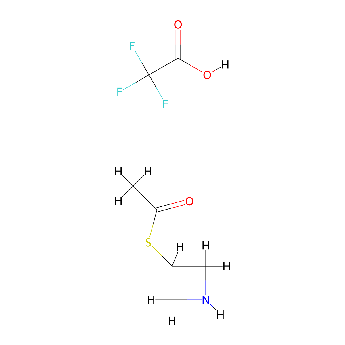 1-(Azetidin-3-ylsulfanyl)ethan-1-one; trifluoroacetic acid molecular structure, CAS 2231674-90-9