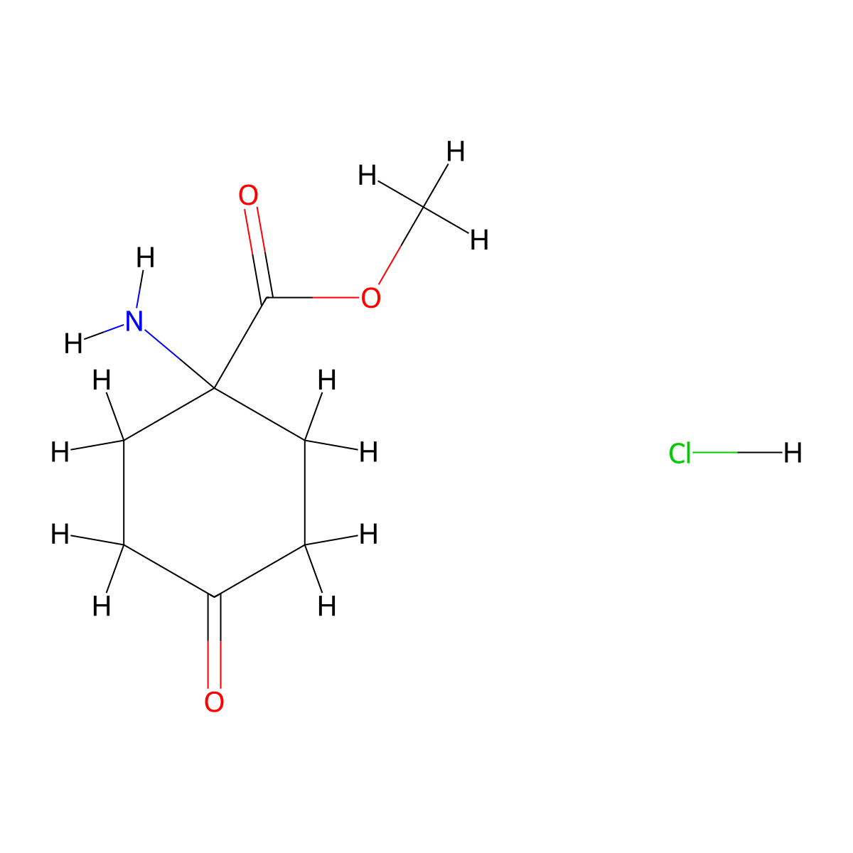 Methyl 1-amino-4-oxocyclohexane-1-carboxylate hydrochloride molecular structure, CAS 2231674-94-3