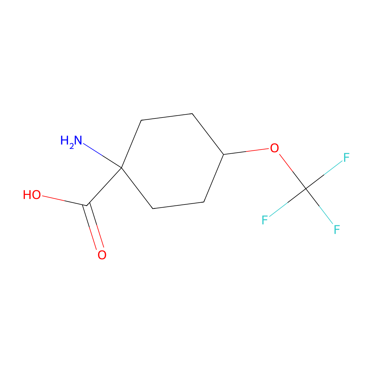 1-Amino-4-(trifluoromethoxy)cyclohexane-1-carboxylic acid molecular structure, CAS 2231675-03-7