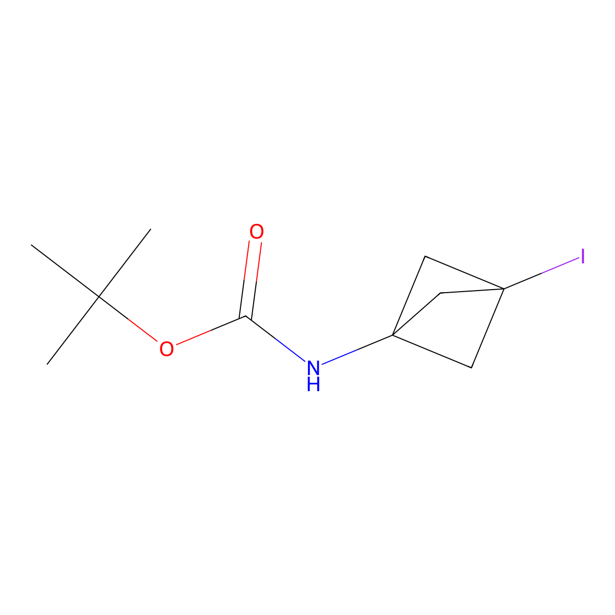 tert-butyl N-(3-iodobicyclo(1.1.1)pentan-1-yl)carbamate molecular structure, CAS 2231675-14-0