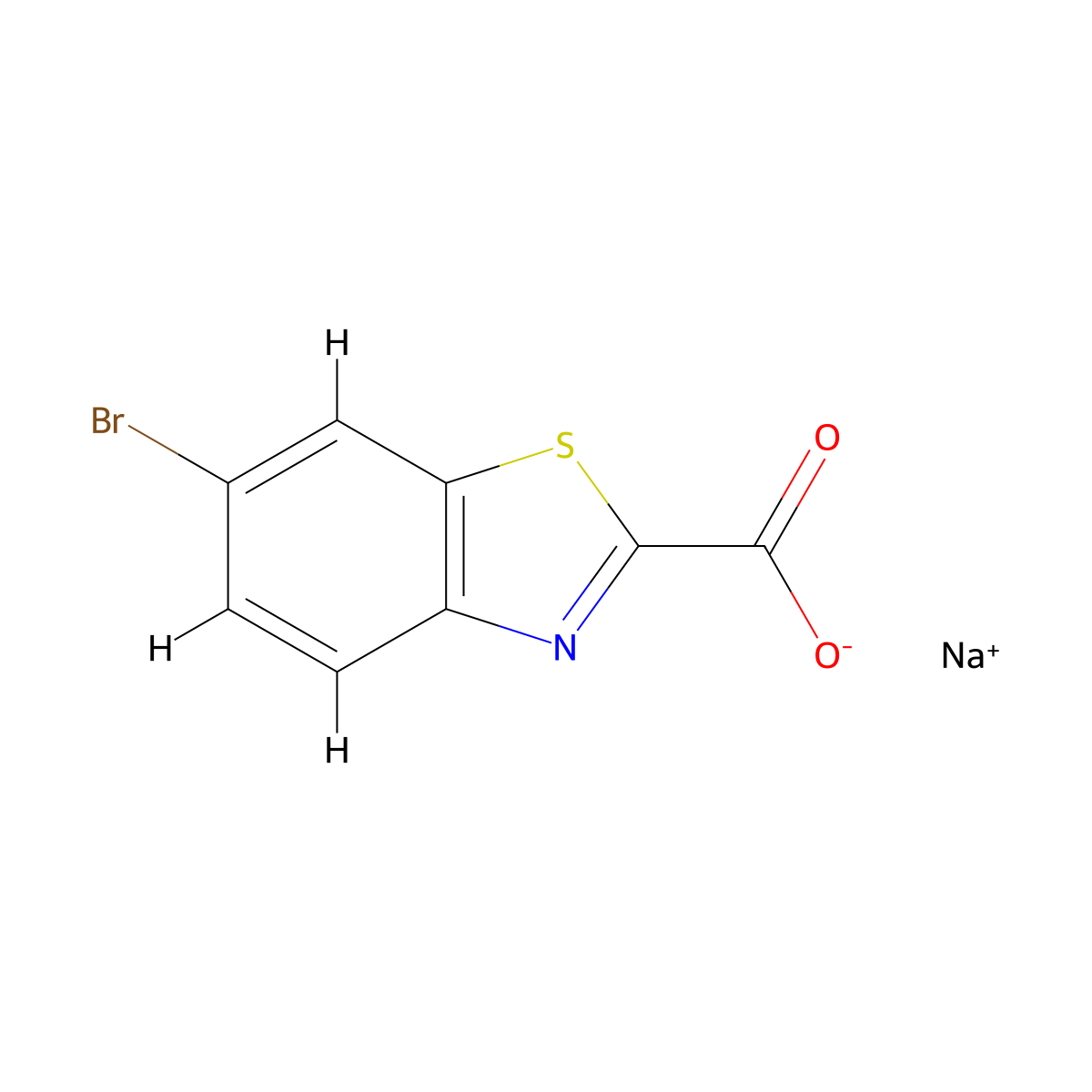 Sodium 6-bromo-1,3-benzothiazole-2-carboxylate molecular structure, CAS 2231675-17-3