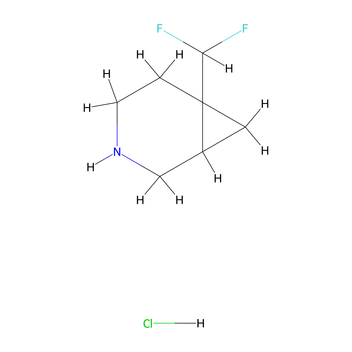 6-(Difluoromethyl)-3-azabicyclo[4.1.0]heptane hydrochloride molecular structure, CAS 2231675-25-3