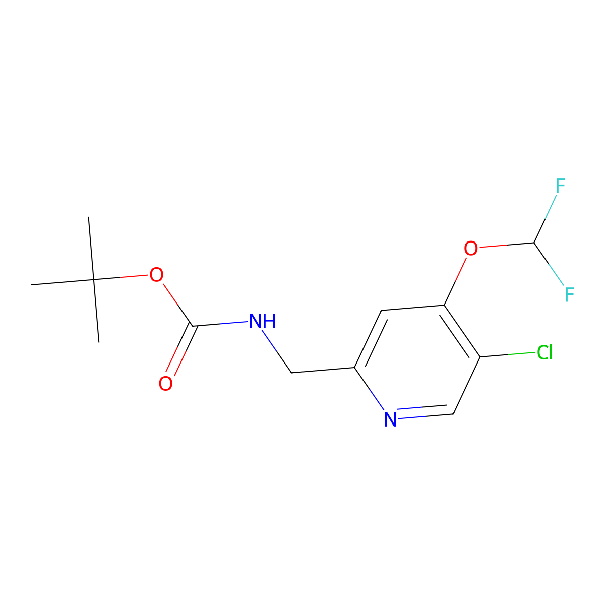 Tert-butyl ((5-chloro-4-(difluoromethoxy)pyridin-2-yl)methyl)carbamate molecular structure, CAS 2231675-32-2
