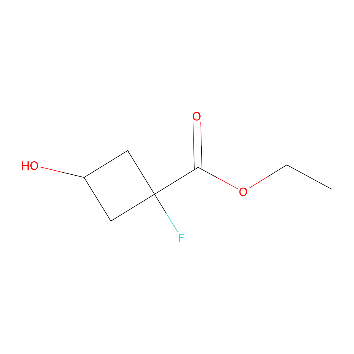 Ethyl 1-fluoro-3-hydroxy-cyclobutanecarboxylate molecular structure, CAS 2231675-40-2