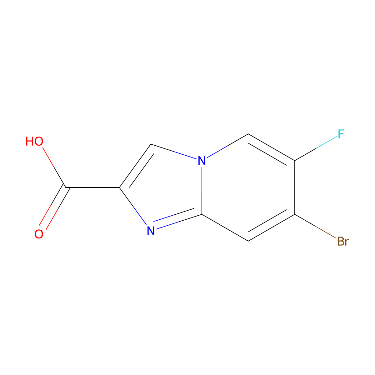 7-Bromo-6-fluoro-imidazo[1,2-a]pyridine-2-carboxylic acid molecular structure, CAS 2231675-42-4