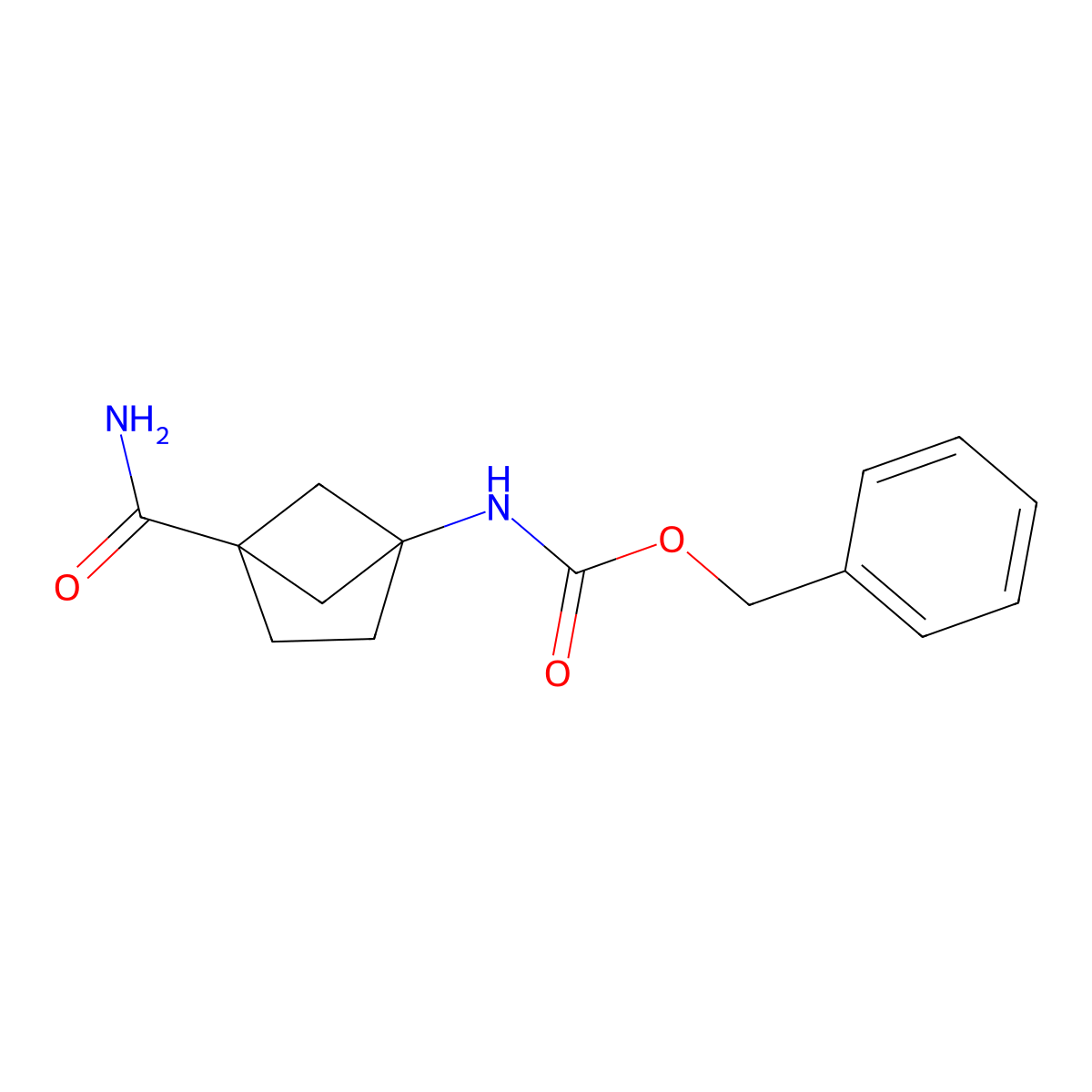 Benzyl 4-carbamoylbicyclo[2.1.1]hexan-1-ylcarbamate molecular structure, CAS 2231675-47-9
