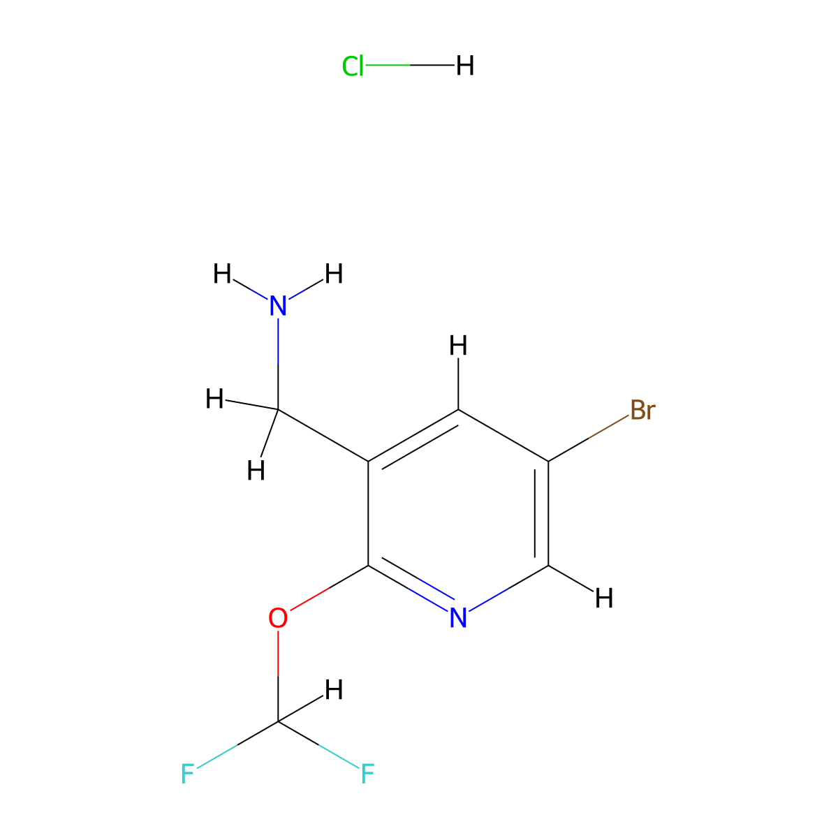 (5-Bromo-2-(difluoromethoxy)pyridin-3-yl)methanamine hydrochloride molecular structure, CAS 2231675-53-7