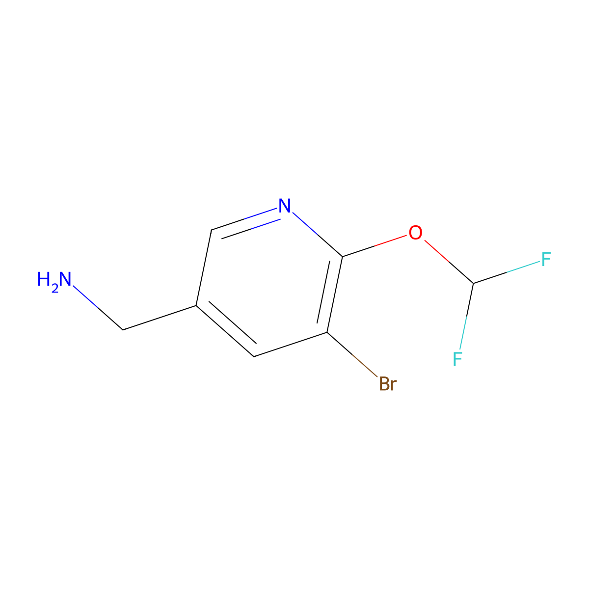 (5-Bromo-6-(difluoromethoxy)pyridin-3-yl)methanamine molecular structure, CAS 2231675-66-2