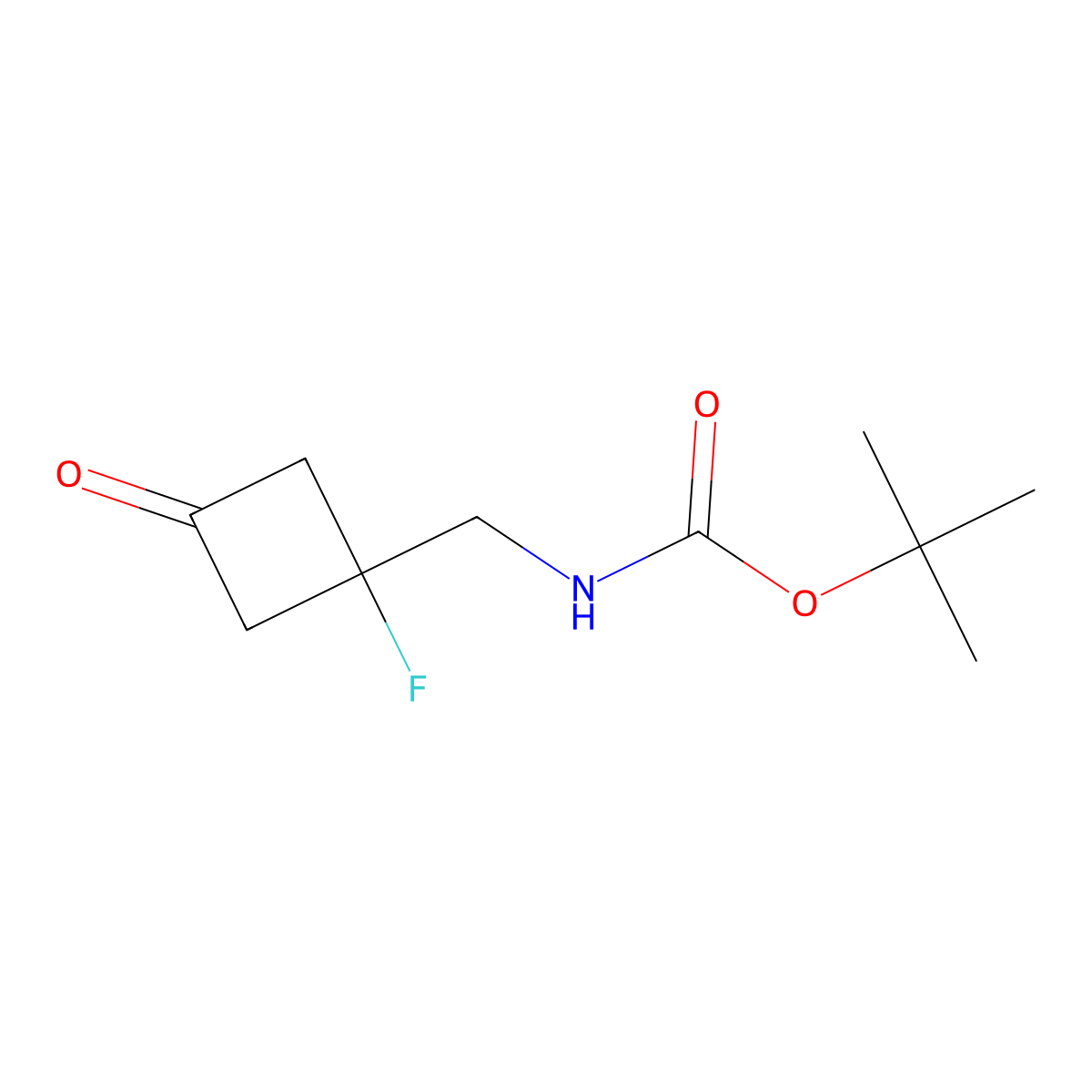 tert-Butyl ((1-fluoro-3-oxocyclobutyl)methyl)carbamate molecular structure, CAS 2231675-68-4