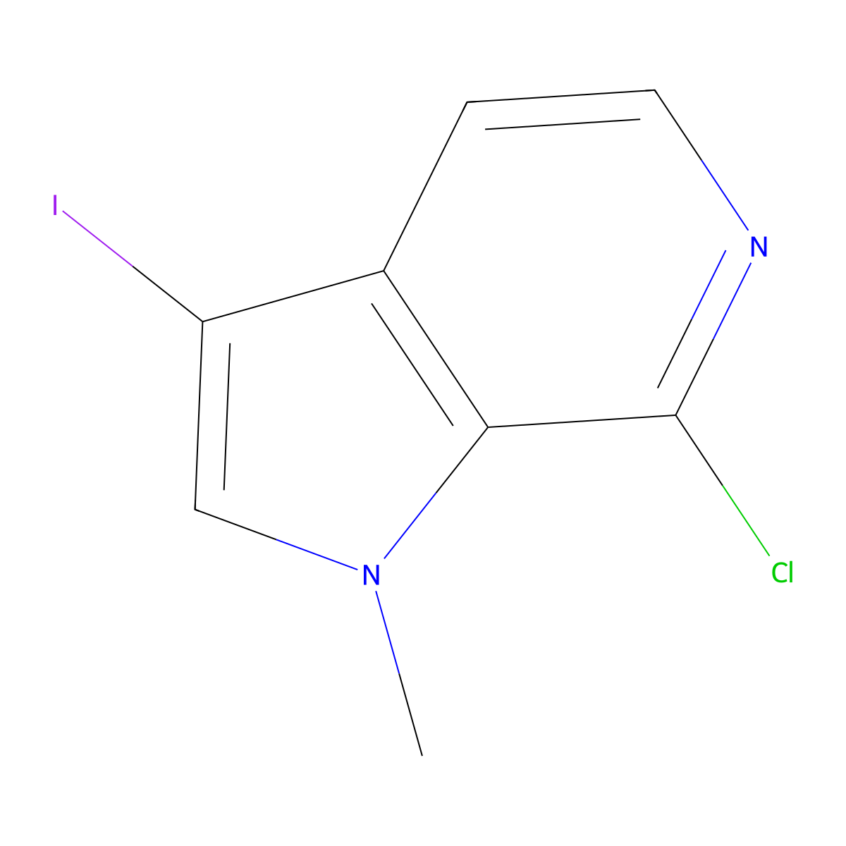 7-chloro-3-iodo-1-methyl-1H-pyrrolo(2,3-c)pyridine molecular structure, CAS 2231675-82-2