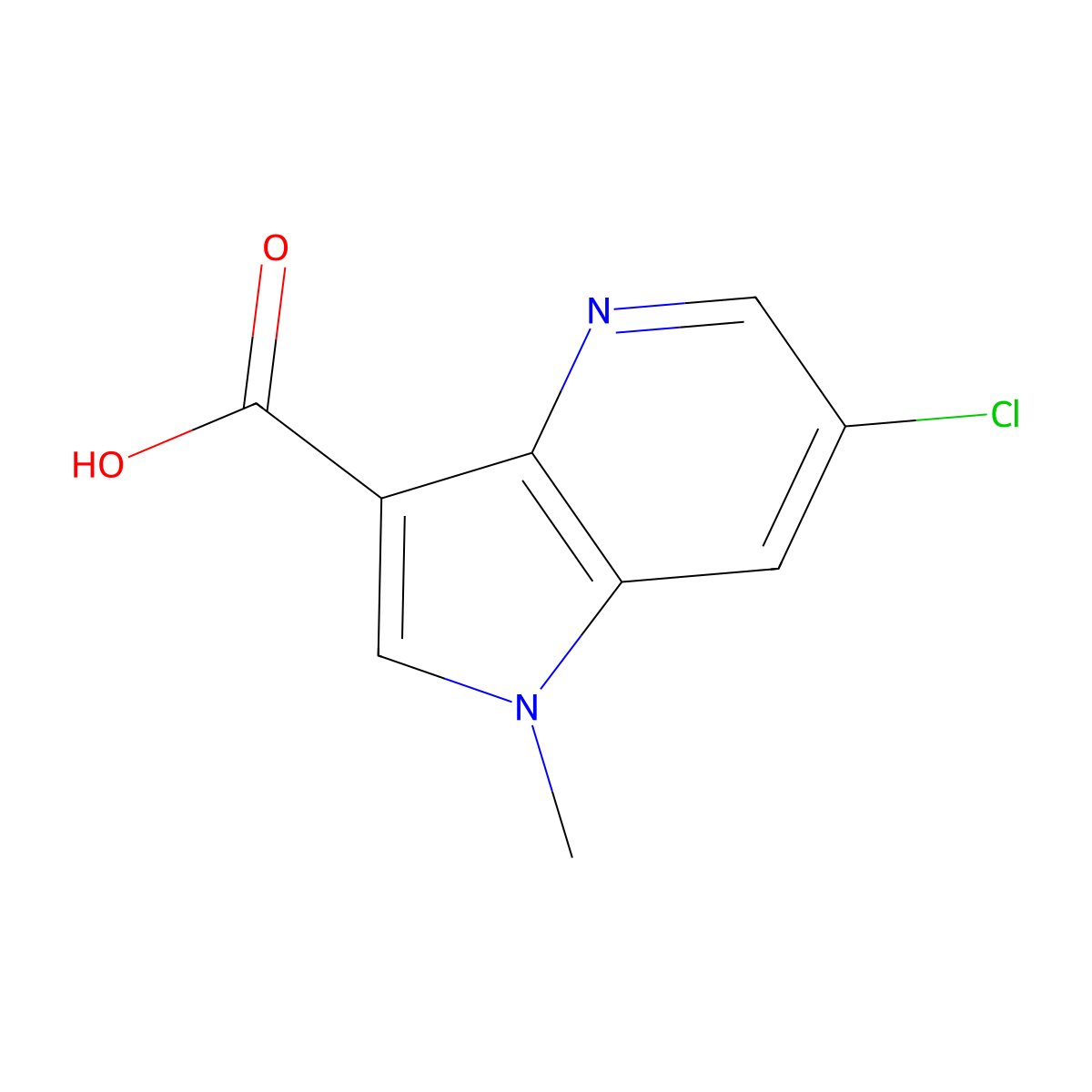 6-chloro-1-methyl-1H-pyrrolo[3,2-b]pyridine-3-carboxylic acid molecular structure, CAS 2231675-89-9
