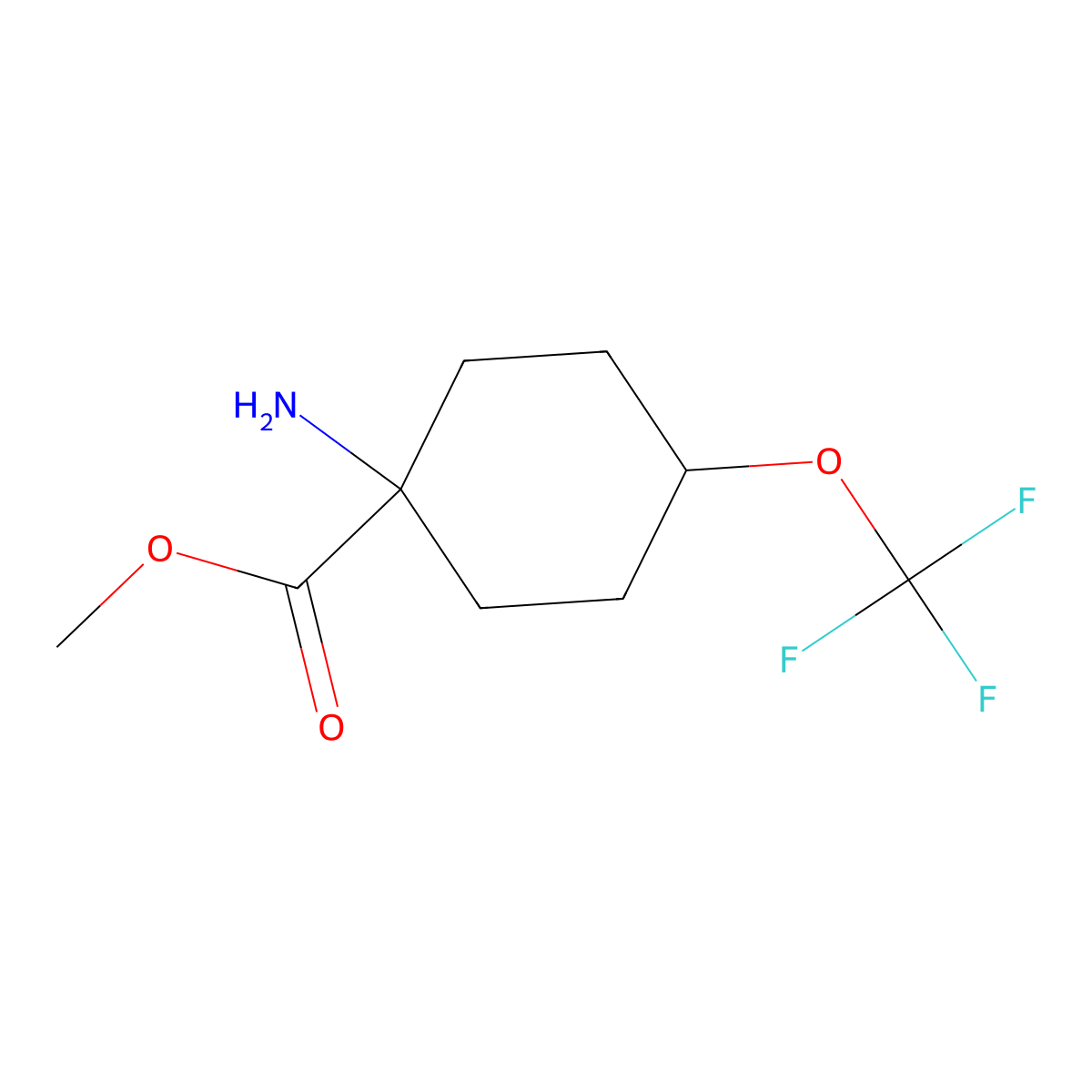 Methyl 1-amino-4-(trifluoromethoxy)cyclohexanecarboxylate molecular structure, CAS 2231676-03-0