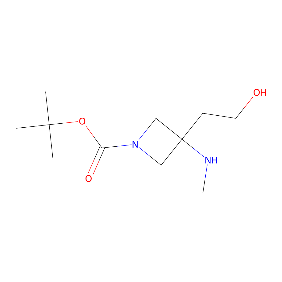 Tert-butyl 3-(2-hydroxyethyl)-3-(methylamino)azetidine-1-carboxylate molecular structure, CAS 2231676-06-3
