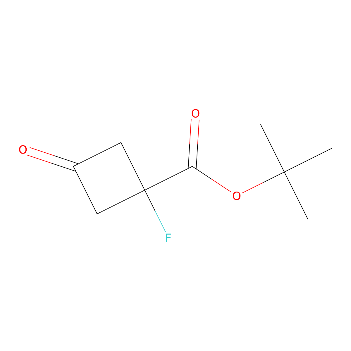 Tert-butyl 1-fluoro-3-oxocyclobutane-1-carboxylate molecular structure, CAS 2231676-34-7
