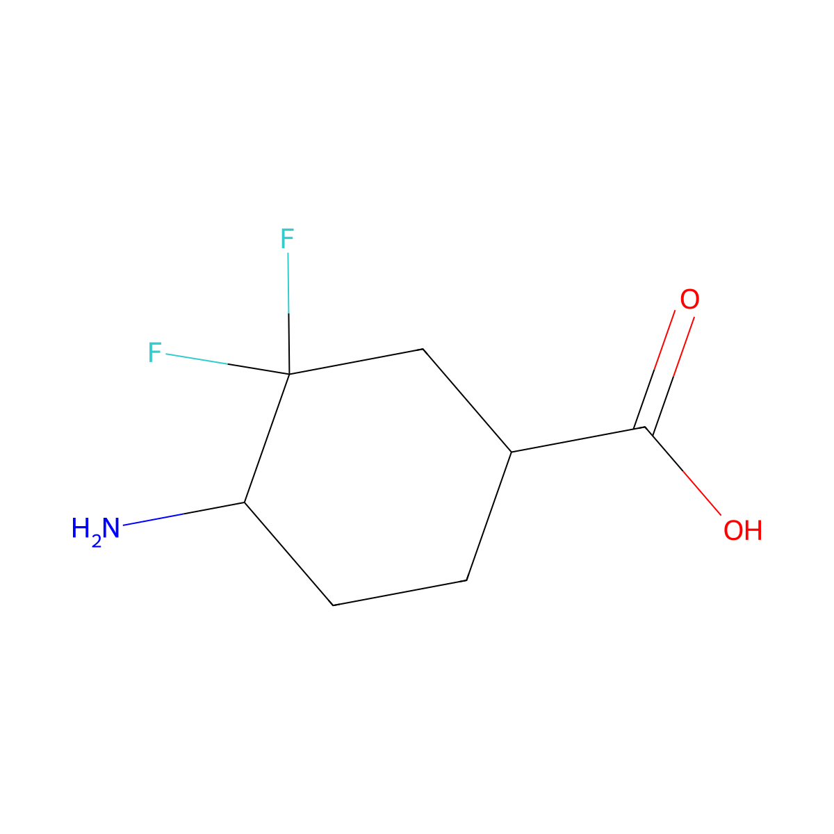 4-Amino-3,3-difluorocyclohexane-1-carboxylic acid molecular structure, CAS 2231676-45-0
