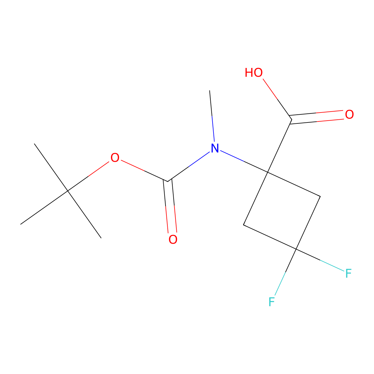 1-{[(Tert-butoxy)carbonyl](methyl)amino}-3,3-difluorocyclobutane-1-carboxylic acid molecular structure, CAS 2231676-48-3