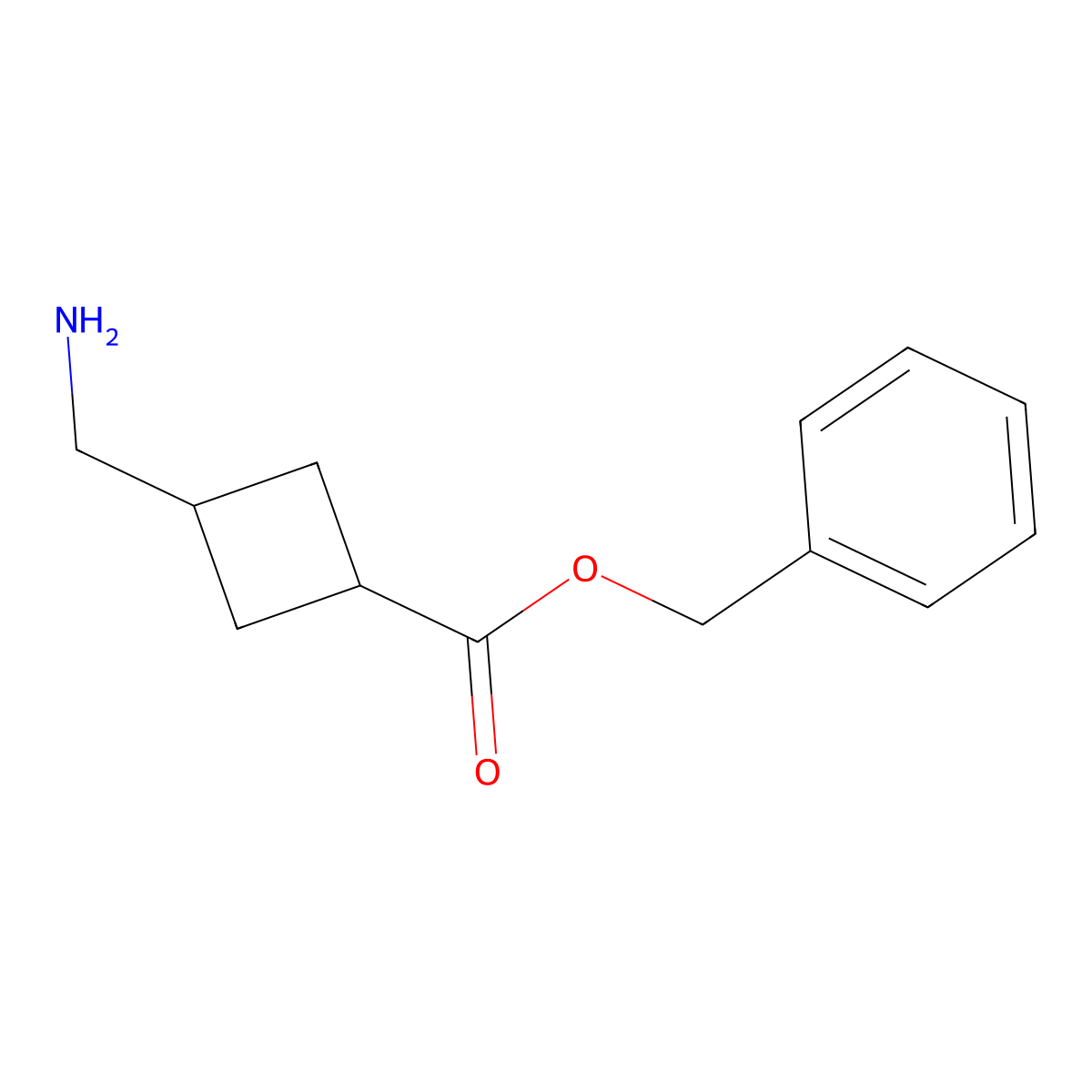 Benzyl 3-(aminomethyl)cyclobutane-1-carboxylate molecular structure, CAS 2231676-54-1